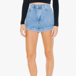 American Apparel Denim High-Waist Cuff Short